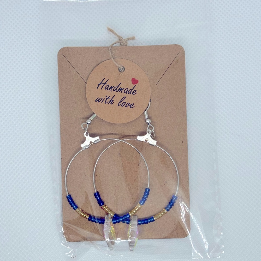 Handmade beaded hoop earrings